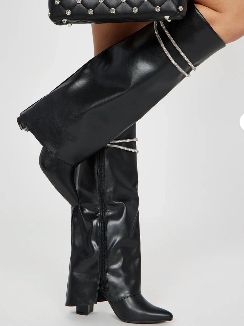 Fashion Nova Look Again Knee High Heeled Boots - Black